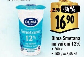 Smetana na vaření Olma 12%