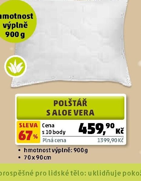 Polštář s Aloe Vera