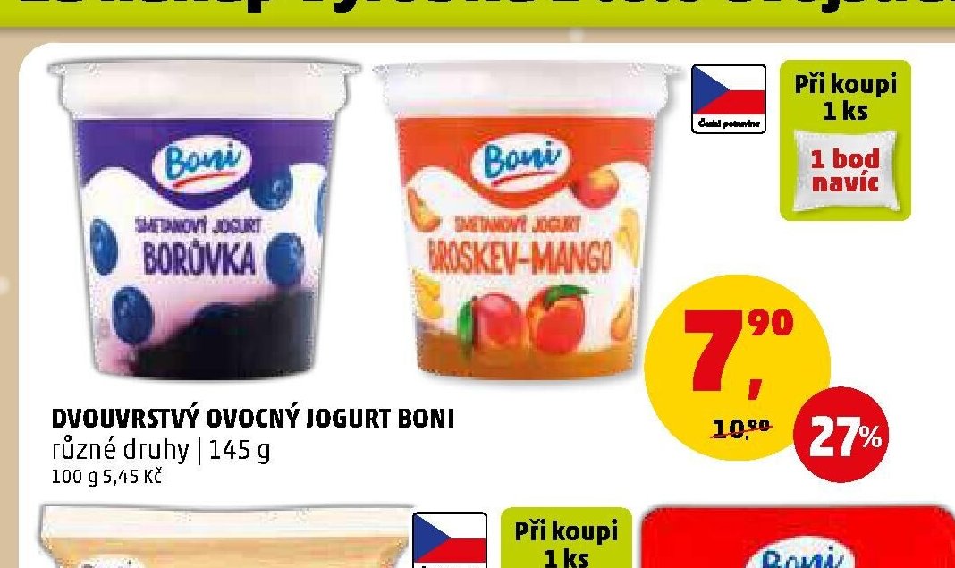 Dvouvrstvý ovocný jogurt Boni