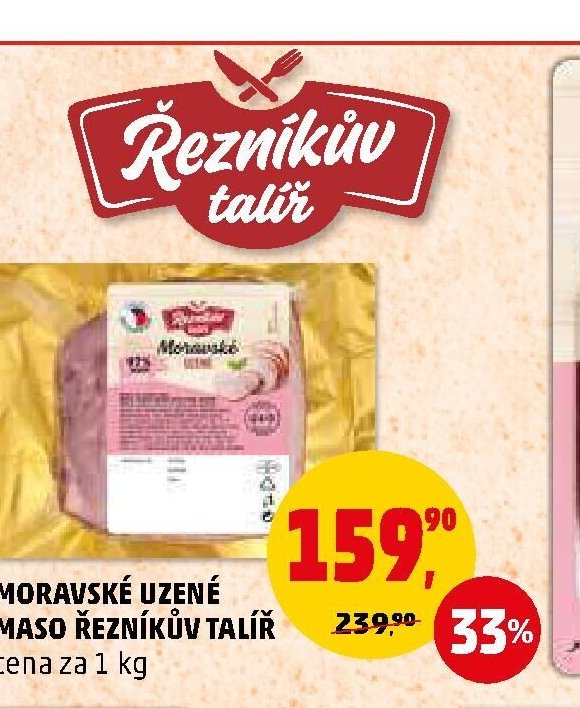 MORAVSKÉ UZENÉ MASO ŘEZNÍKŮV TALÍŘ cena za 1 kg