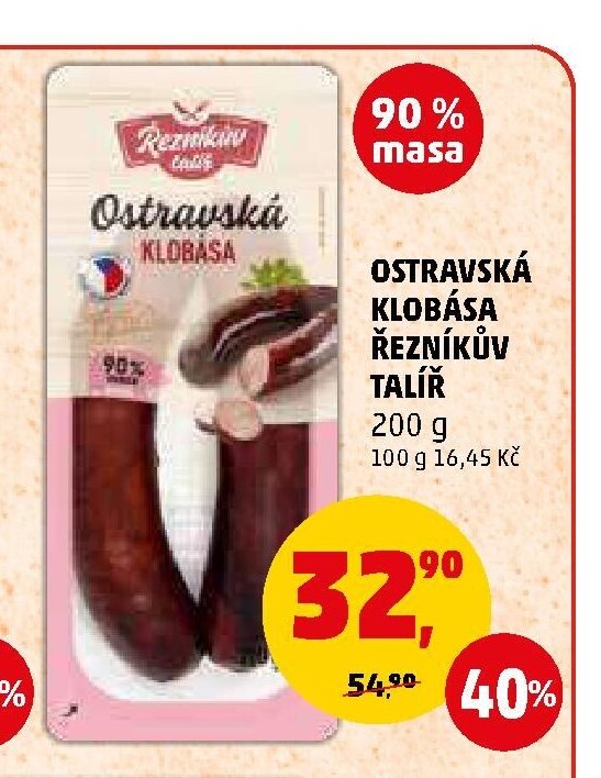 OSTRAVSKÁ KLOBÁSA ŘEZNÍKŮV TALÍŘ 200 g