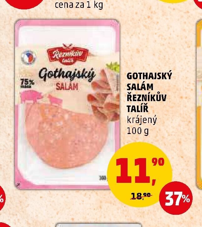 GOTHAJSKÝ SALÁM ŘEZNÍKŮV TALÍŘ krájené 100 g