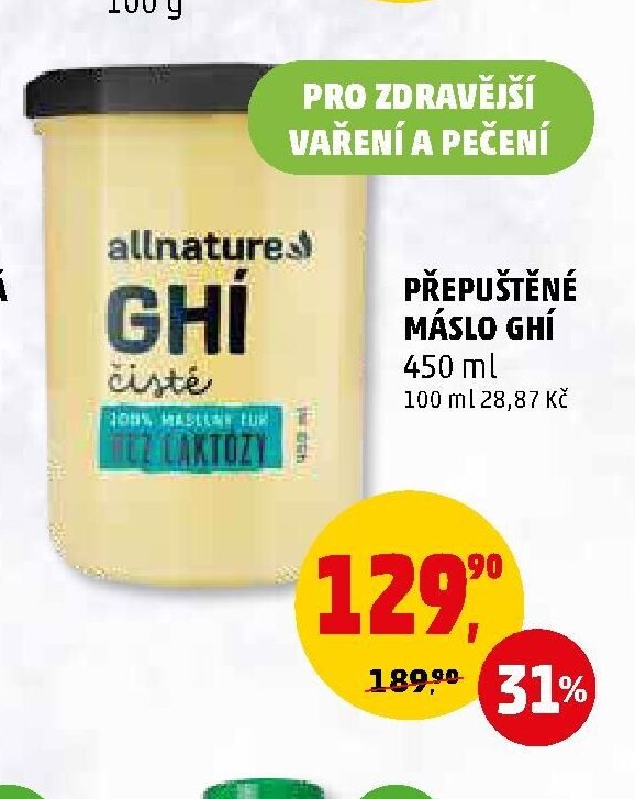 Přepuštěné máslo Ghi Allnature