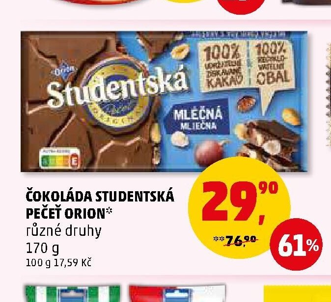 Čokoláda Studentská pečeť Orion