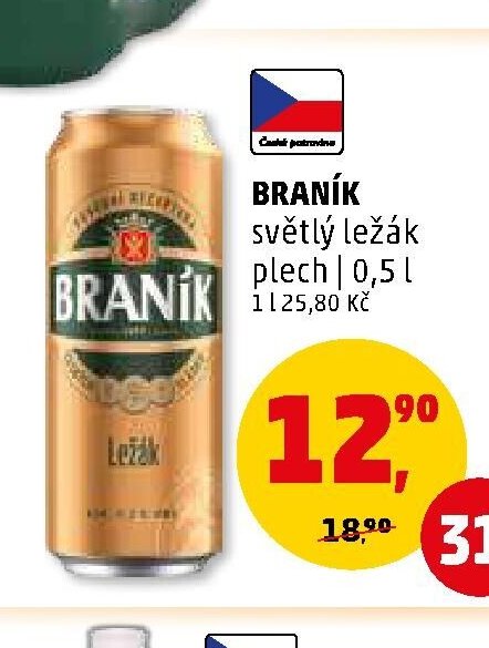 Braník světlý ležák plech 0,5 l