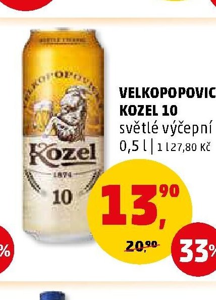 Velkopopovický Kozel 10 světlé výčepní 0,5 l
