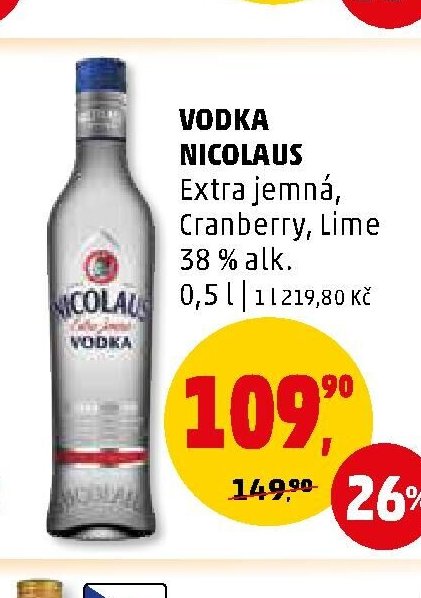 Vodka Nicolaus Extra jemná, Cranberry, Lime 0,5 l