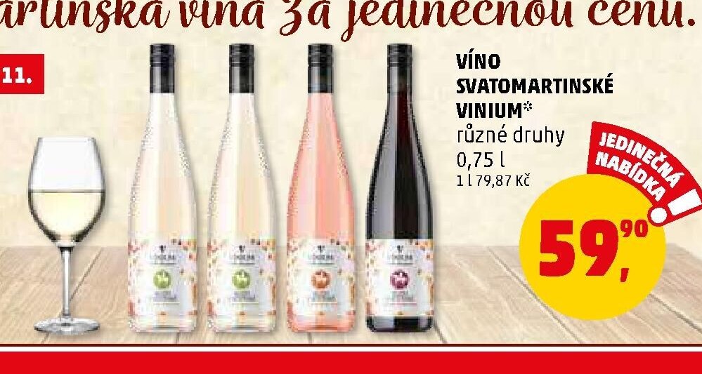 Víno Svatomartinské Vinium různé druhy 0,75 l