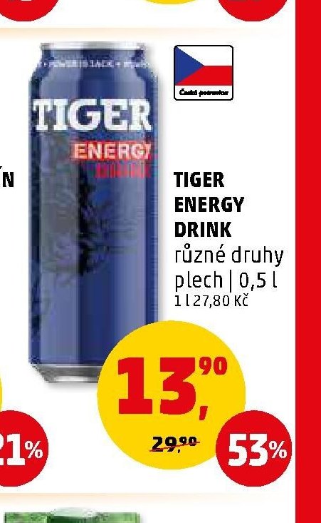 TIGER ENERGY DRINK různé druhy