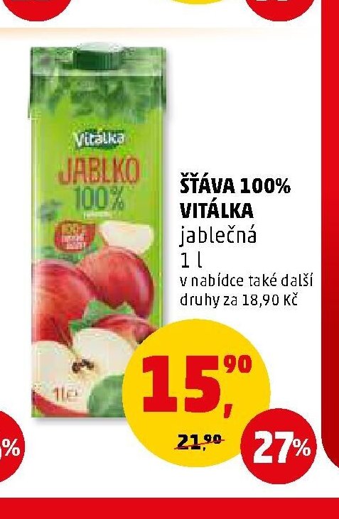 ŠŤÁVA 100% VITÁLKA jablečná