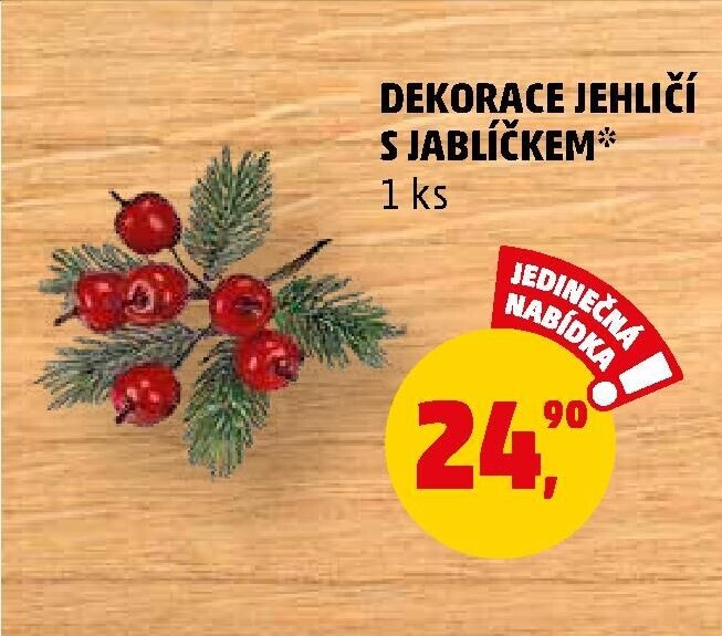 DEKORACE JEHLIČÍ S JABLÍČKEM