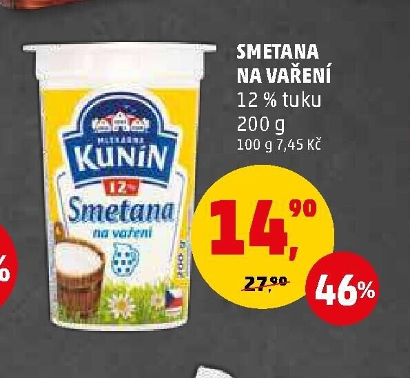 Smetana na vaření Kunín