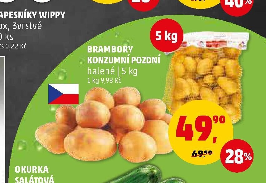 Brambory konzumní pozdní balené