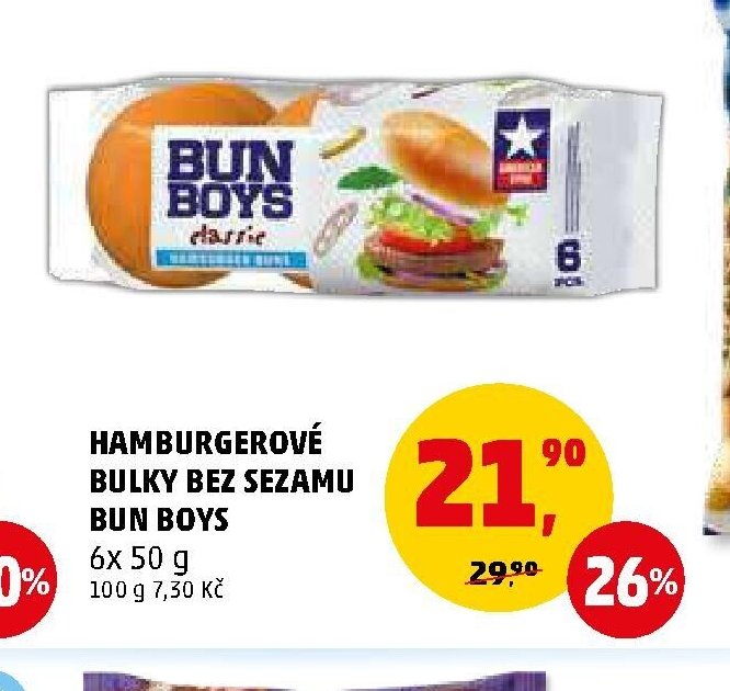 Hamburgerové bulky bez sezamu Bun Boys