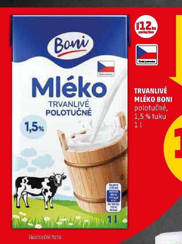 TRVANLIVÉ MLÉKO BONI 1,5 % tuku
