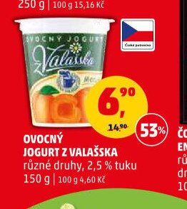 OVOCNÝ JOGURT Z VALAŠSKA různé druhy, 2,5 % tuku 150 g