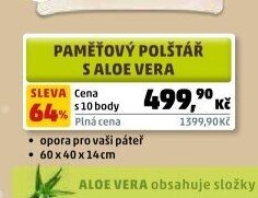 PAMĚŤOVÝ POLŠTÁŘ S ALOE VERA
