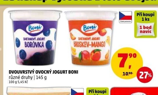 DVOUVRSTVÝ OVOCNÝ JOGURT BONI