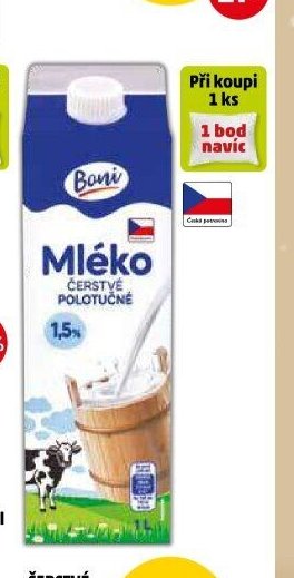 MLÉKO ČERSTVÉ POLOTUČNÉ BONI