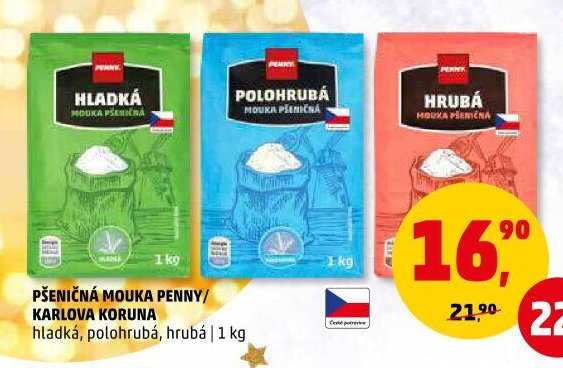 Pšeničná mouka Penny/Karlova Koruna hladká, polohrubá, hrubá