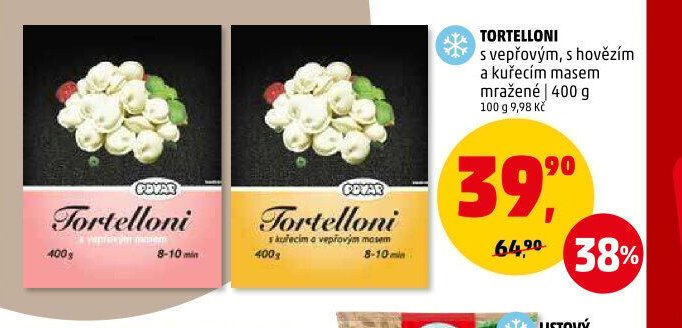 Tortelloni s vepřovým, s hovězím a kuřecím masem