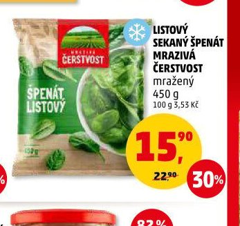 Listový sekaný špenát mrazivá Čerstvost