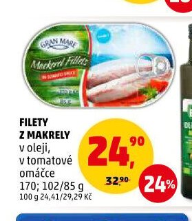 Filety z makrely v oleji, v tomatové omáčce