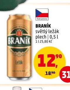Braník světlý ležák plech 0,5 l