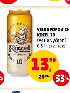 Velkopopovický Kozel 10 světlé výčepní 0,5 l