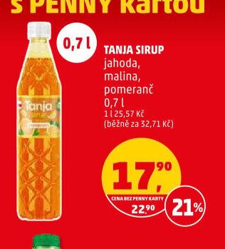 TANJA SIRUP jahoda, malina, pomeranč