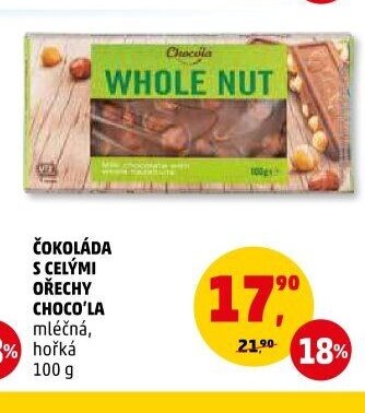 Čokoláda s celými ořechy Choco'la