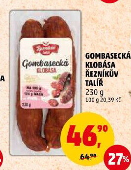 Gombasecká klobása Řezníkův talíř