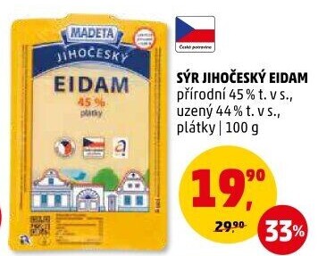 Sýr Eidam Jihočeský 45% Madeta