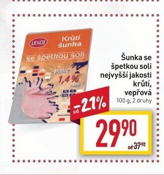 Šunka se špetkou soli nejvyšší jakosti krůtí, vepřová