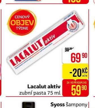 Lacalut aktiv zubní pasta 75 ml
