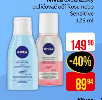 Nivea dvoufázový odličovač očí Rose nebo Sensitive 125 ml