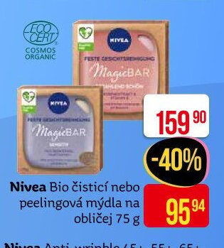 Nivea Bio čistící nebo peelingová mýdla na obličej 75 g
