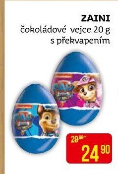 ZAINI čokoládové vejce 20 g s překvapením