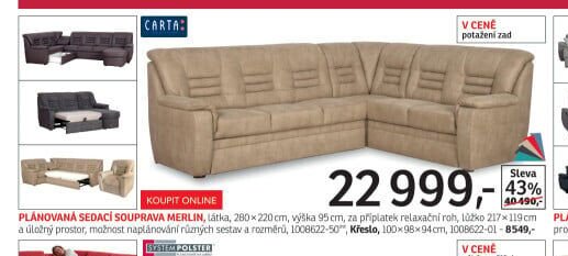 Plánovaná sedací souprava MERLIN