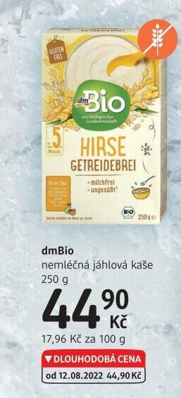 Kaše nemléčná jáhlová dm Bio