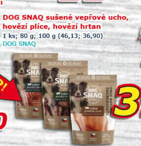 Pamlsky pro psy vepřové sušené ucho Dog Snaq