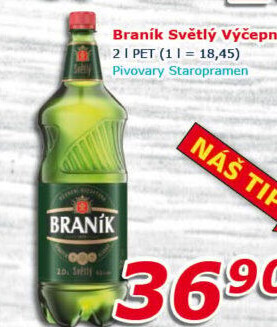 Pivo světlé výčepní 10° Braník