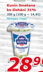 Smetana ke šlehání Kunín 31%