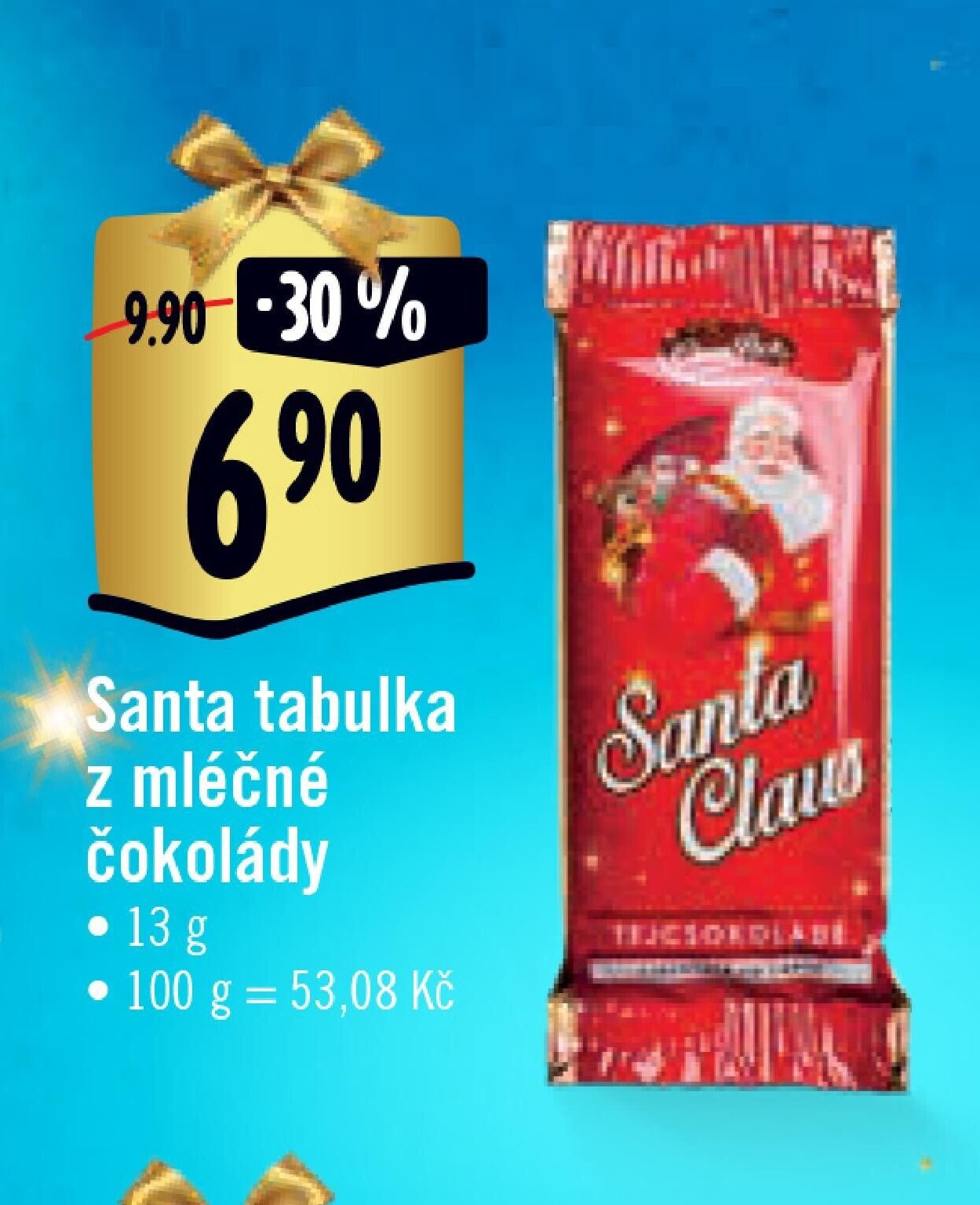 Santa tabulka z mléčné čokolády