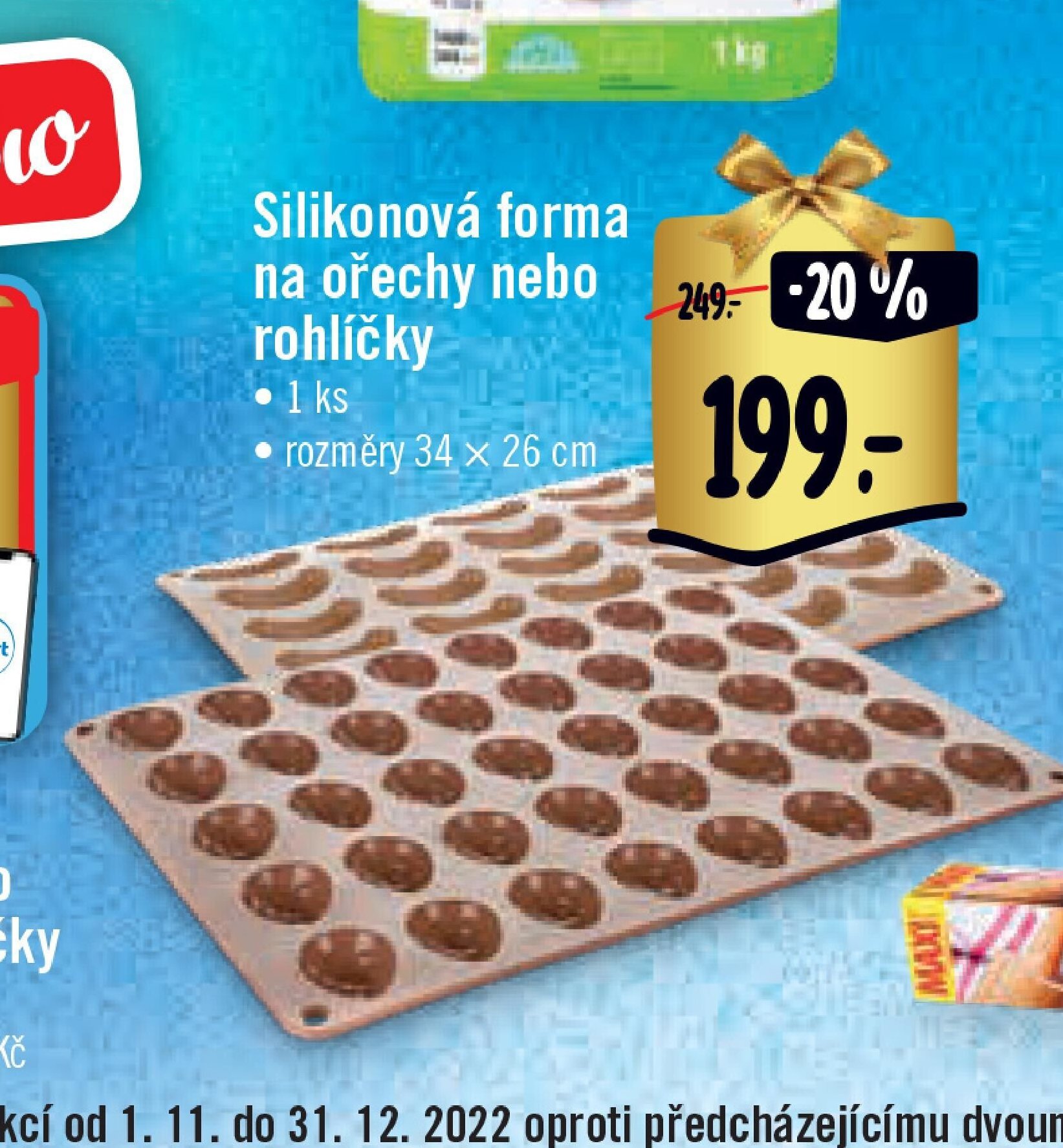 Silikonová forma na ořechy nebo rohlíčky