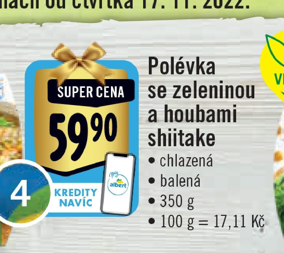 Polévka se zeleninou a houbami shiitake