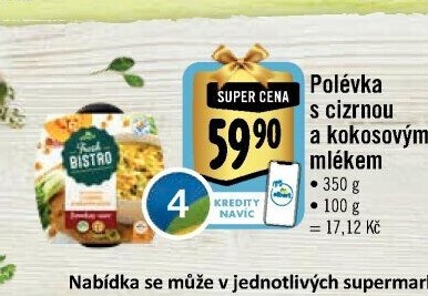 Polévka s cizrnou a kokosovým mlékem Albert Fresh Bistro