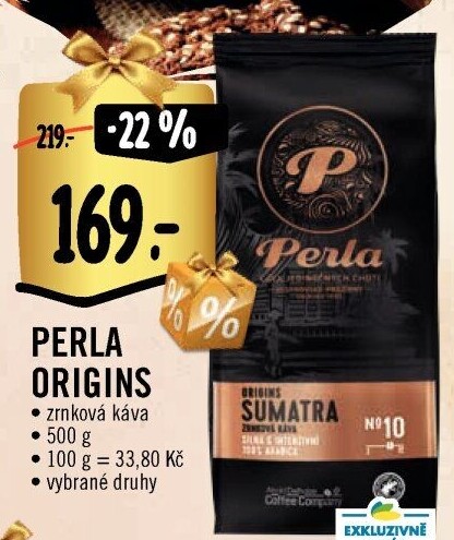 Zrnkové kávy Origins AH Perla