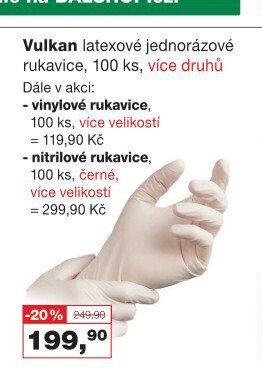 Vulkan latexové jednorázové rukavice