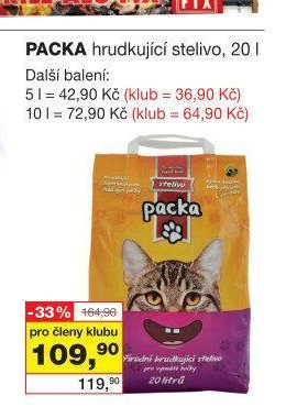 PACKA hrudkující stelivo